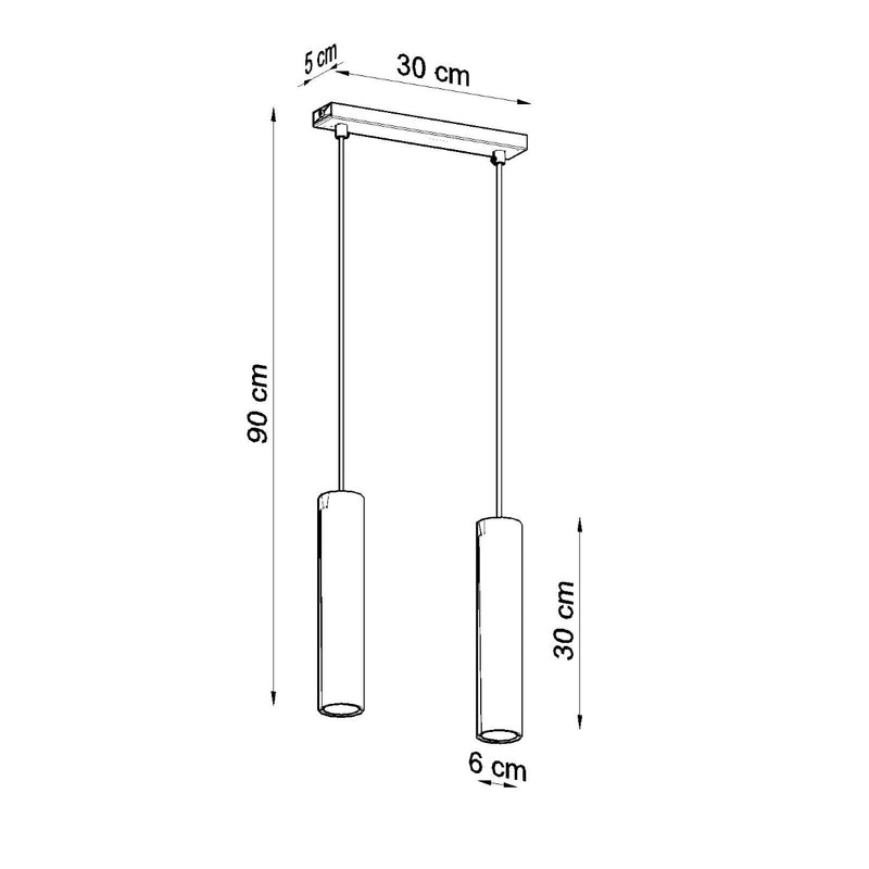Dimensions Lámpara colgante negra Long Cylinder 2