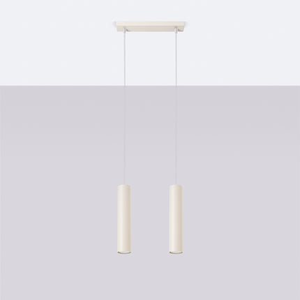 Suspension Long Cylindre 2 Beige en Acier, vue en situation