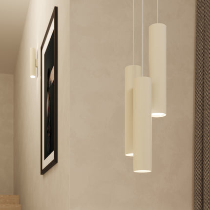 Suspension Long Cylindre 2 Beige en Acier, mise en situation 3