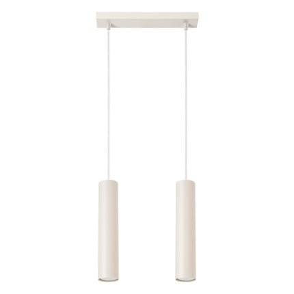 Suspension Long Cylindre 2 Beige en Acier, packshot sur fond blanc