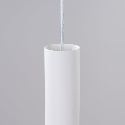 suspension long cylindre 2 lumières en acier, blanc, packshot de trois quarts