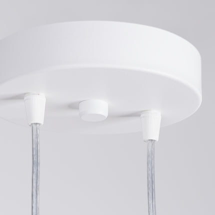 suspension long cylindre 2 lumières en acier, blanc, détail de la finition