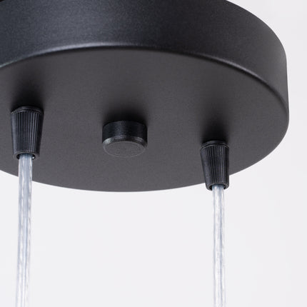 suspension long cylindre 2 lumières en acier, noir, détail de la finition