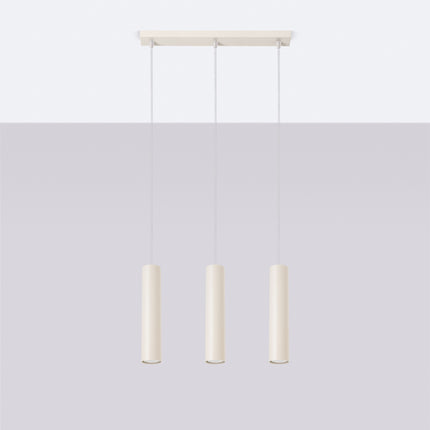 Suspension Long Cylindre 3 Beige en Acier, vue en situation