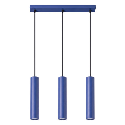 Suspension Long Cylindre 3 bleu outremer, packshot sur fond blanc