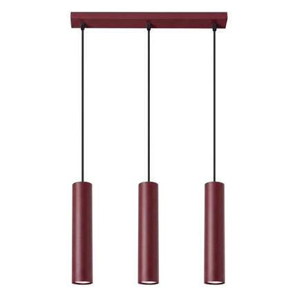Suspension Long Cylindre 3 bordeaux, packshot sur fond blanc