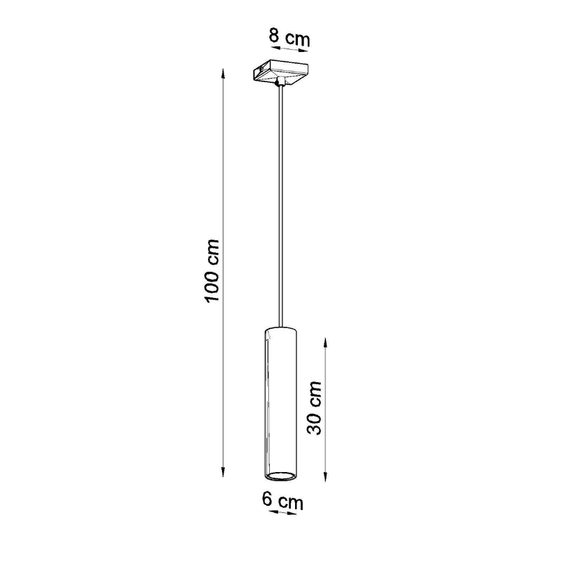 Dimensions Suspension Long Cylindre Noire en Acier