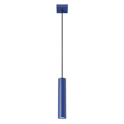 Suspension Long Cylindre bleu outremer, packshot sur fond blanc