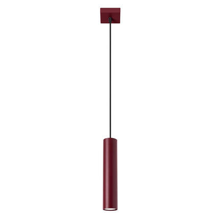 Suspension Long Cylindre bordeaux, packshot sur fond blanc