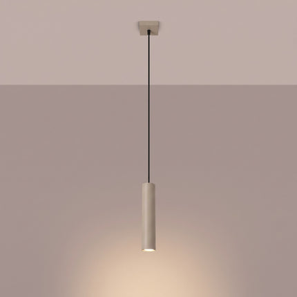 Suspension Long Cylindre taupe allumée, faisceau net