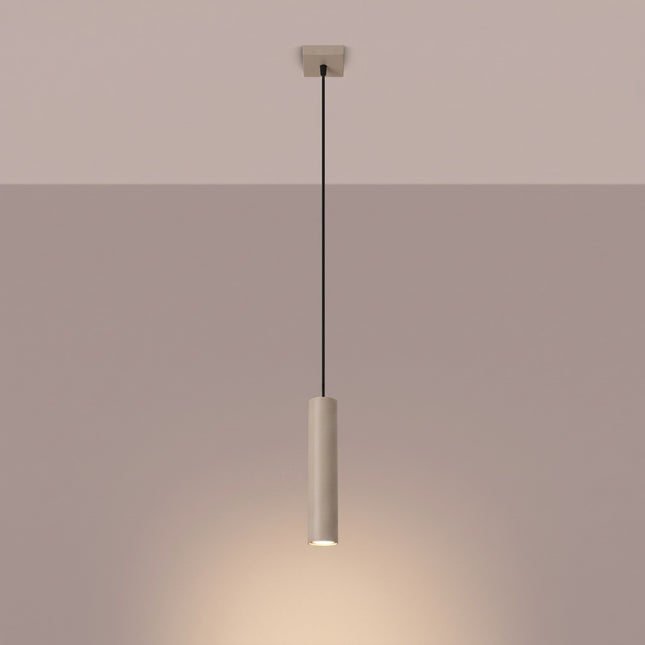 Suspension Long Cylindre taupe allumée, faisceau net