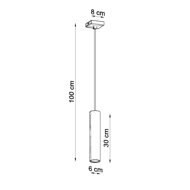 Dimensions Suspension Long Cylindre Taupe en Acier