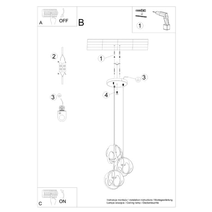 Gros plan sur l'entrelacement des rubans d'acier noir d'une sphère de la suspension Lotus Moderne 3P