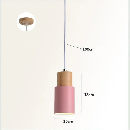 Suspension macaron en bois coloris rose