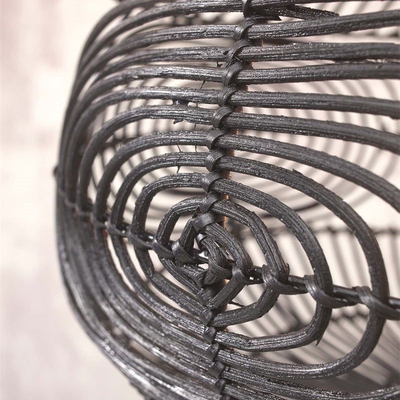 Dimensions Madeira Braided Rattan Black Iron Pendant Light 48 cm