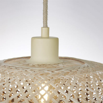 Douille crème et câble textile beige de la suspension Madura, détail de fixation