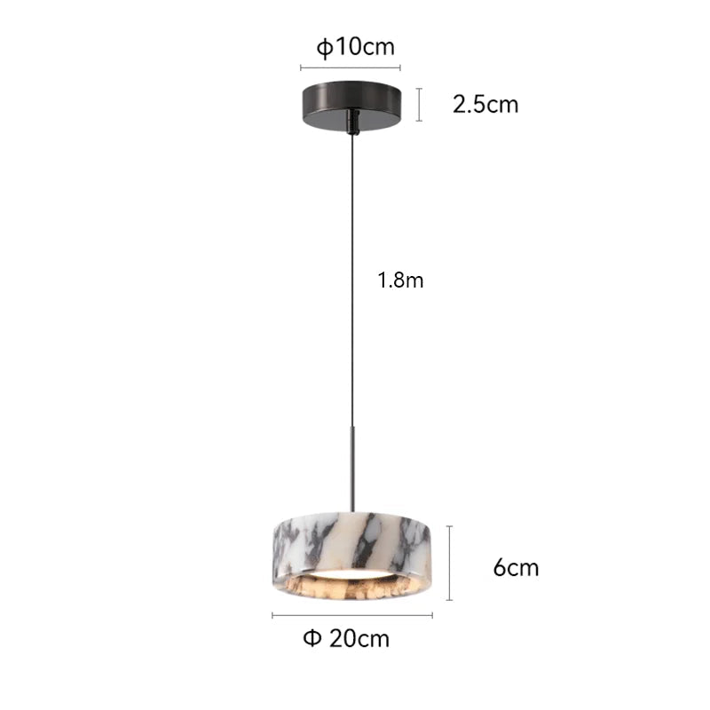 Dimensions Lámpara colgante LED circular de mármol natural