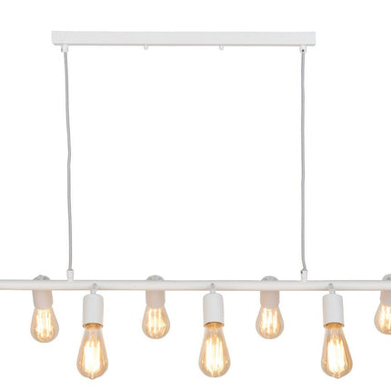 Détail du socle plafond en fer blanc de la suspension Miami avec câbles textiles