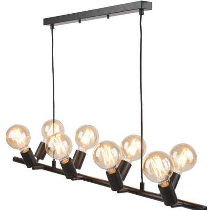 Suspension Miami noire avec socle de plafond rectangulaire et câble textile noir visible, fond blanc