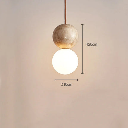 Suspension minimaliste en pierre naturelle avec éclairage LED, design élégant et moderne.