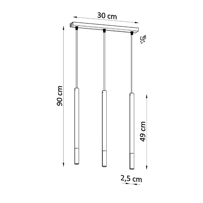 Dimensions Lámpara colgante moderna Mozaica 3L negra/dorada