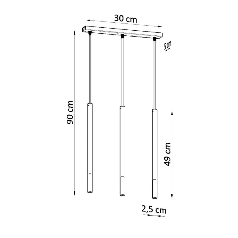 Dimensions Lámpara colgante moderna Mozaica 3L negra/cromada