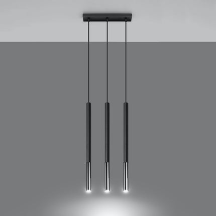 Suspension Mozaica allumée, lumière chaude projetée par les trois tubes G9