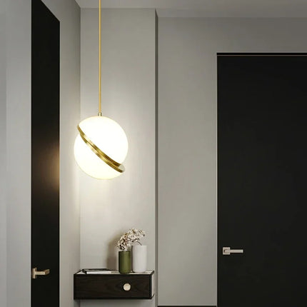 Suspension nordique double demi-sphère LED dans une chambre