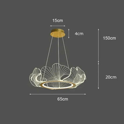 Suspension feuilles de ginkgo dorées diamètre 65 cm