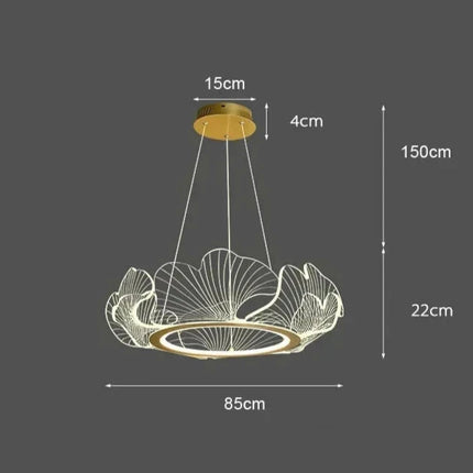 Suspension feuilles de ginkgo dorées diamètre 85 cm
