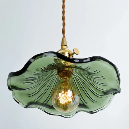 Suspension nordique fleur verre coloré teinte orange