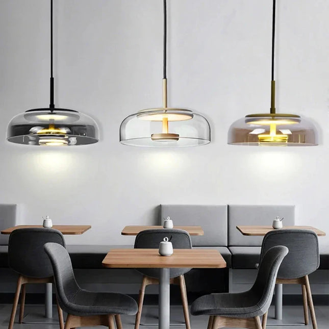 Suspension en verre gris fumé au style nordique moderne