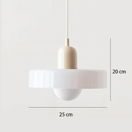 Suspension nordique en verre rétro coloris beige et blanc