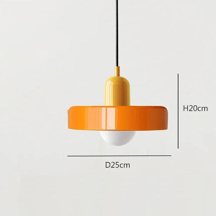 Suspension nordique en verre rétro coloris jaune et orange