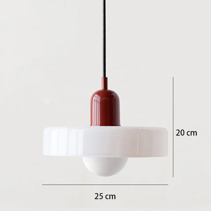 Suspension nordique en verre rétro coloris rouge et blanc
