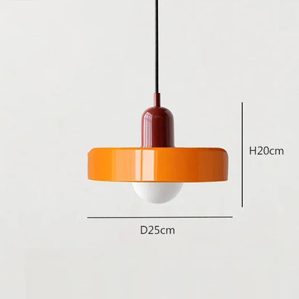 Suspension nordique en verre rétro coloris rouge et orange