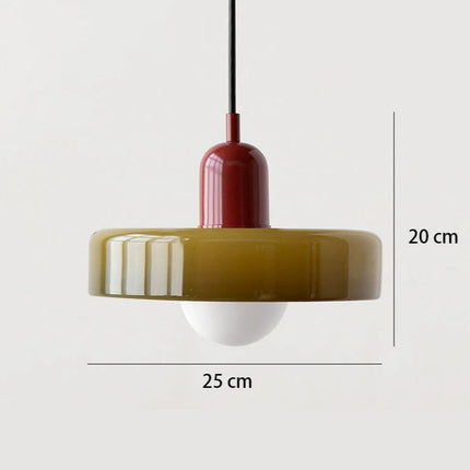 Suspension nordique en verre rétro coloris rouge et vert