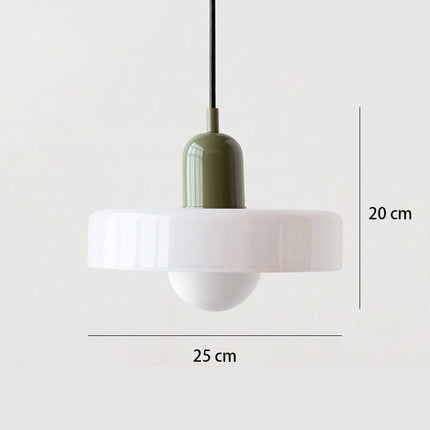 Suspension nordique en verre rétro coloris vert et blanc