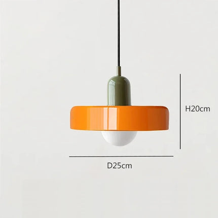Suspension nordique en verre rétro coloris vert et orange