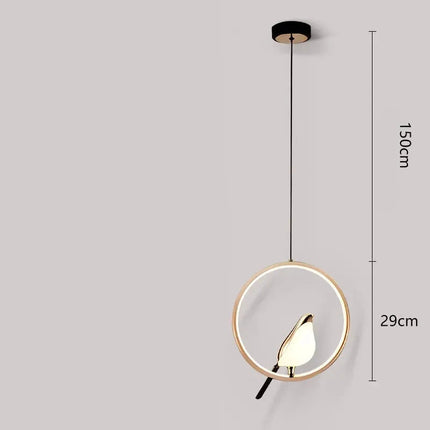 Schéma des dimensions du modèle rond à anneau doré, diamètre 29 cm et cordon suspendu de 150 cm