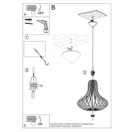 Instructions de montage de la suspension Onda en Bois