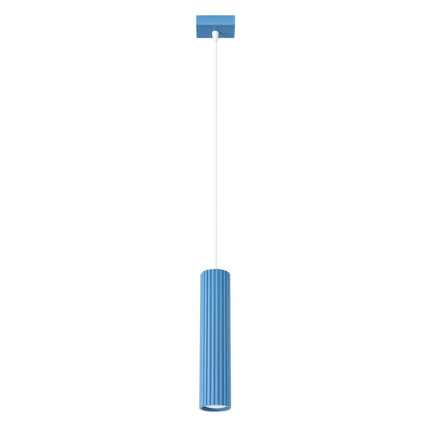 Suspension Oslo 1 cylindre bleu azur, packshot sur fond blanc