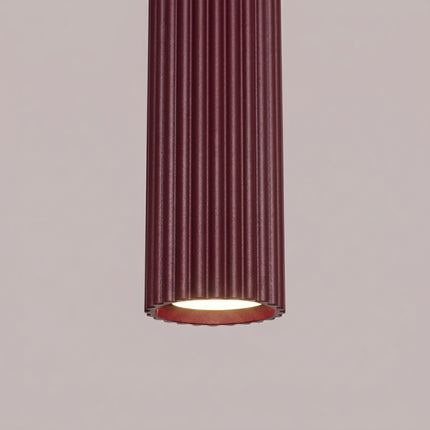 Suspension Oslo 1 Cylindre en Aluminium Cannelé Bordeaux, détail de la finition
