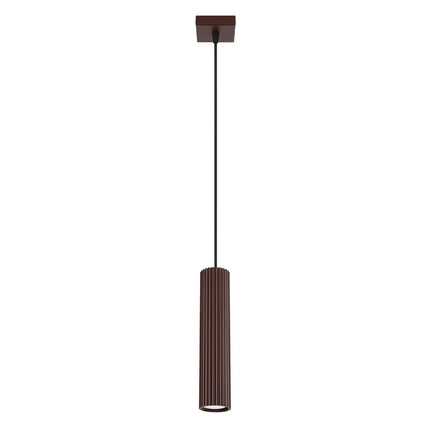 Suspension Oslo 1 Cylindre en Aluminium Cannelé Brun Chocolat, packshot sur fond blanc