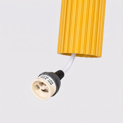 Suspension Oslo 1 Cylindre en Aluminium Cannelé Jaune Ambré, mécanisme de montage