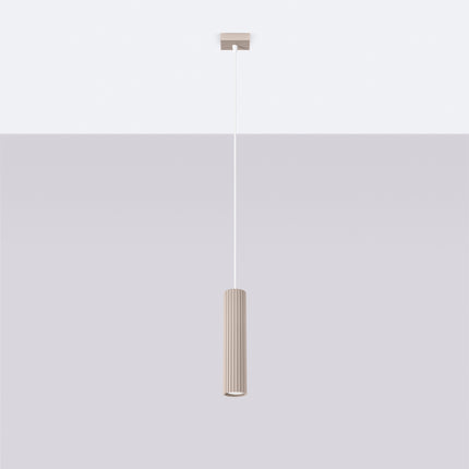 Suspension Oslo 1 Cylindre en Aluminium Cannelé Taupe, vue en situation