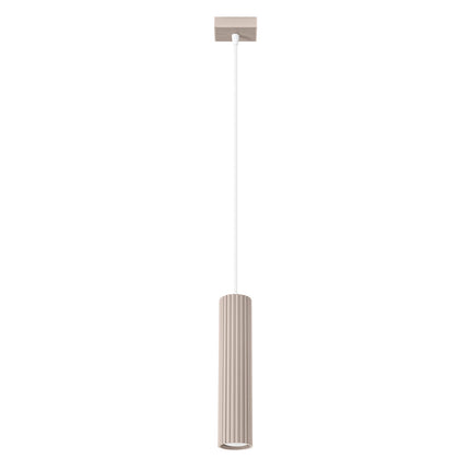 Suspension Oslo 1 Cylindre en Aluminium Cannelé Taupe, packshot sur fond blanc