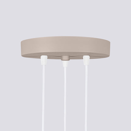 Suspension Oslo 3 Cylindres en Cascade en Aluminium Cannelé Taupe, détail de la fixation