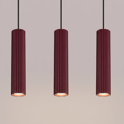 Suspension Oslo 3 cylindres en ligne bordeaux, packshot de trois quarts