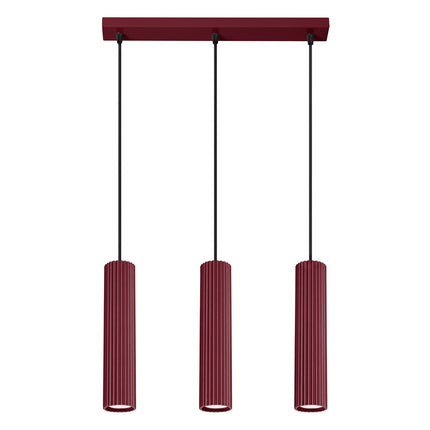 Suspension Oslo 3 cylindres en ligne bordeaux, packshot sur fond blanc